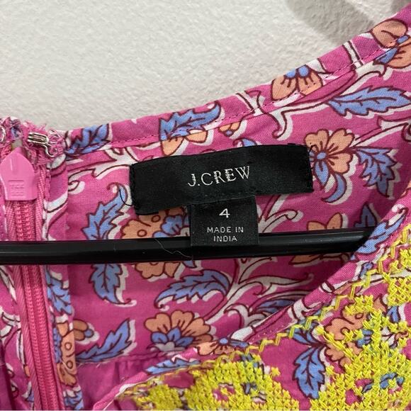 J.Crew Nicola Embroidered Pink Long Sleeve Cotton Tassel Romper AP193 Size 4 - Picture 4 of 13